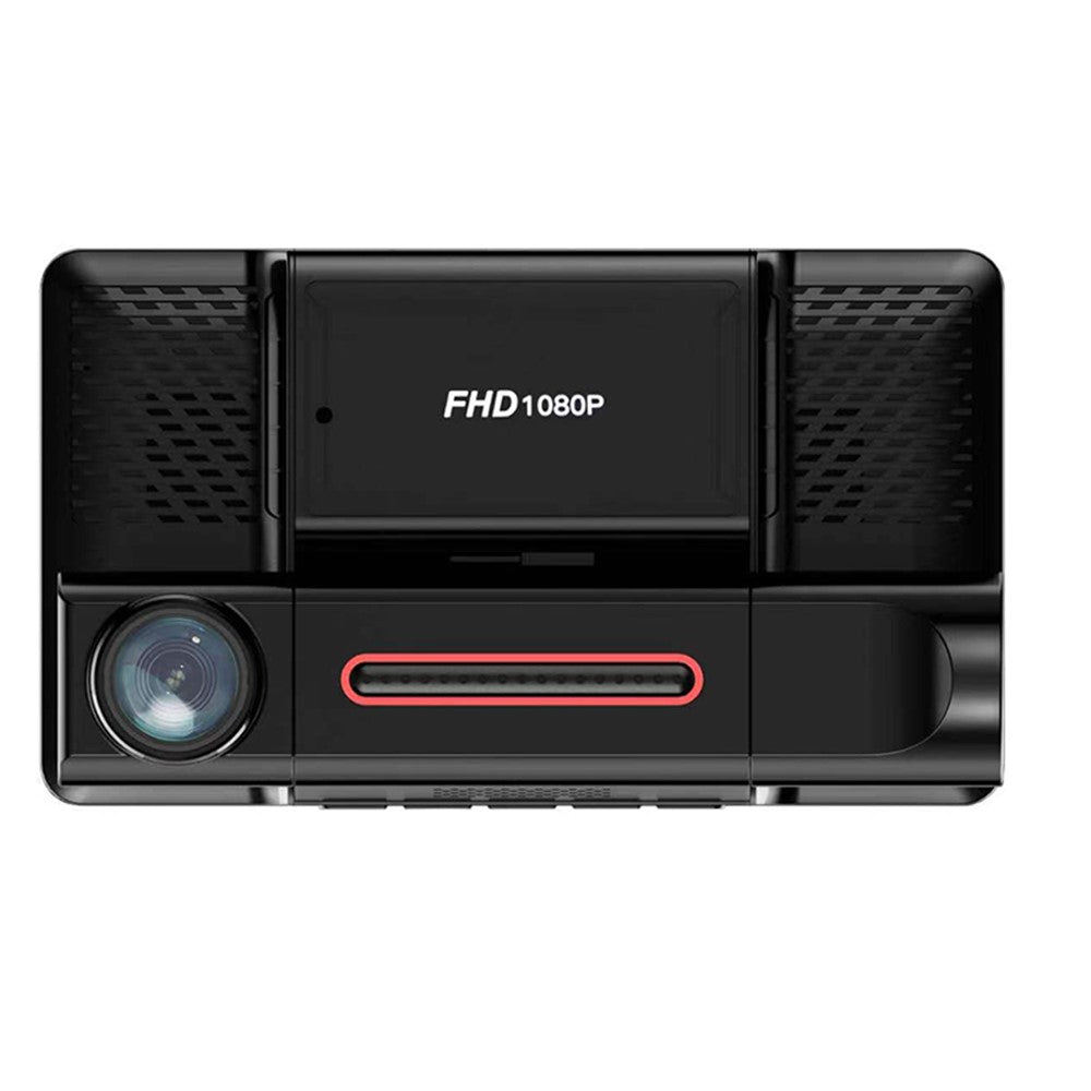 H208 4" IPS Screen 2.5D 3-Lens Car Dash Cam Full HD 1080P Car Video Recorder 120-Degree Wide Angle Car Recorder