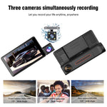 H208 4" IPS Screen 2.5D 3-Lens Car Dash Cam Full HD 1080P Car Video Recorder 120-Degree Wide Angle Car Recorder