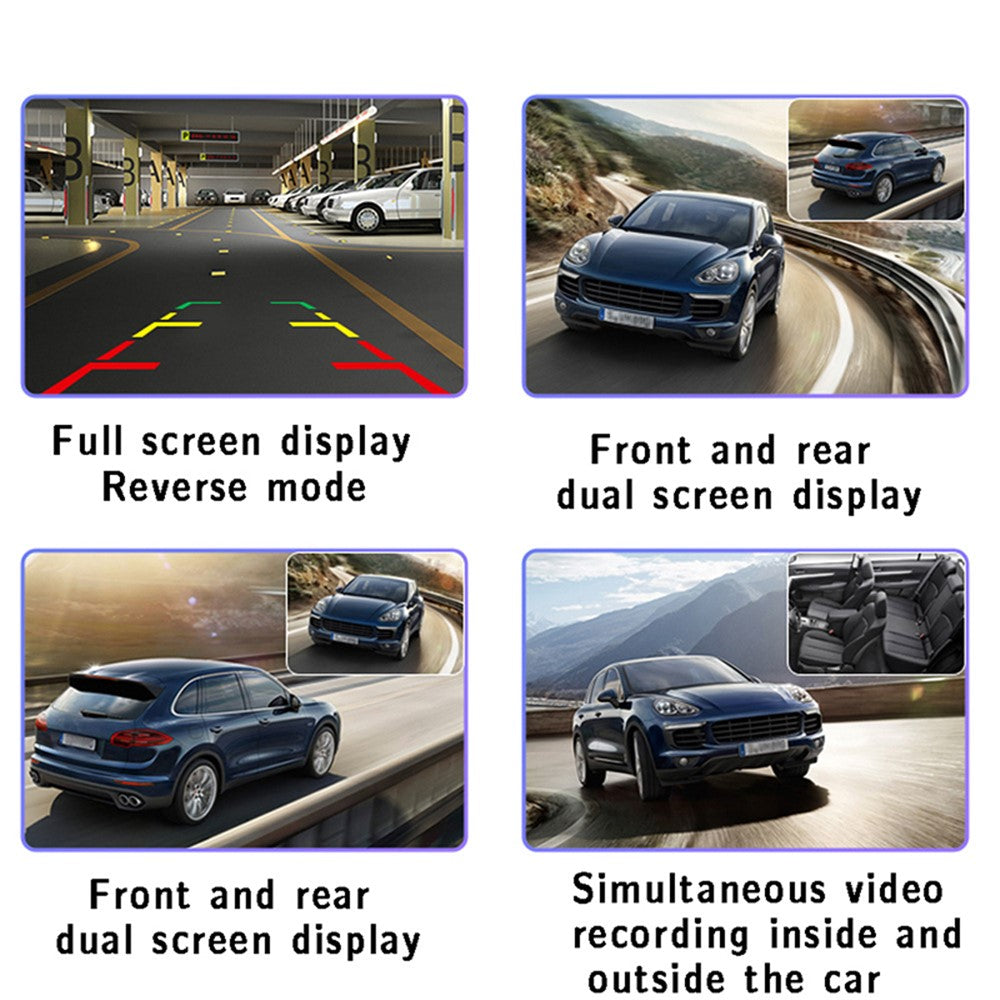 H208 4" IPS Screen 2.5D 3-Lens Car Dash Cam Full HD 1080P Car Video Recorder 120-Degree Wide Angle Car Recorder