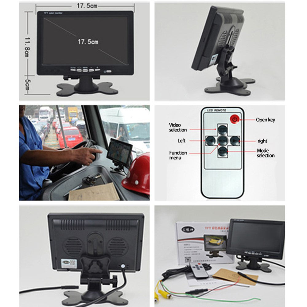 7-Inch Vehicle Backup Camera Rear-View Camera Monitor Parking and Reverse System, Dual AV Input with Trigger
