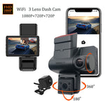 JX606 WiFi-bil-DVR-dashcam 1080P HD-parkeringsovervågning loopoptagelse 3 kameraer kørselsoptager