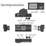 Y16 bil-DVR-dashcam 1080P HD med parkeringsovervågning, 3 kameraer og køreoptager