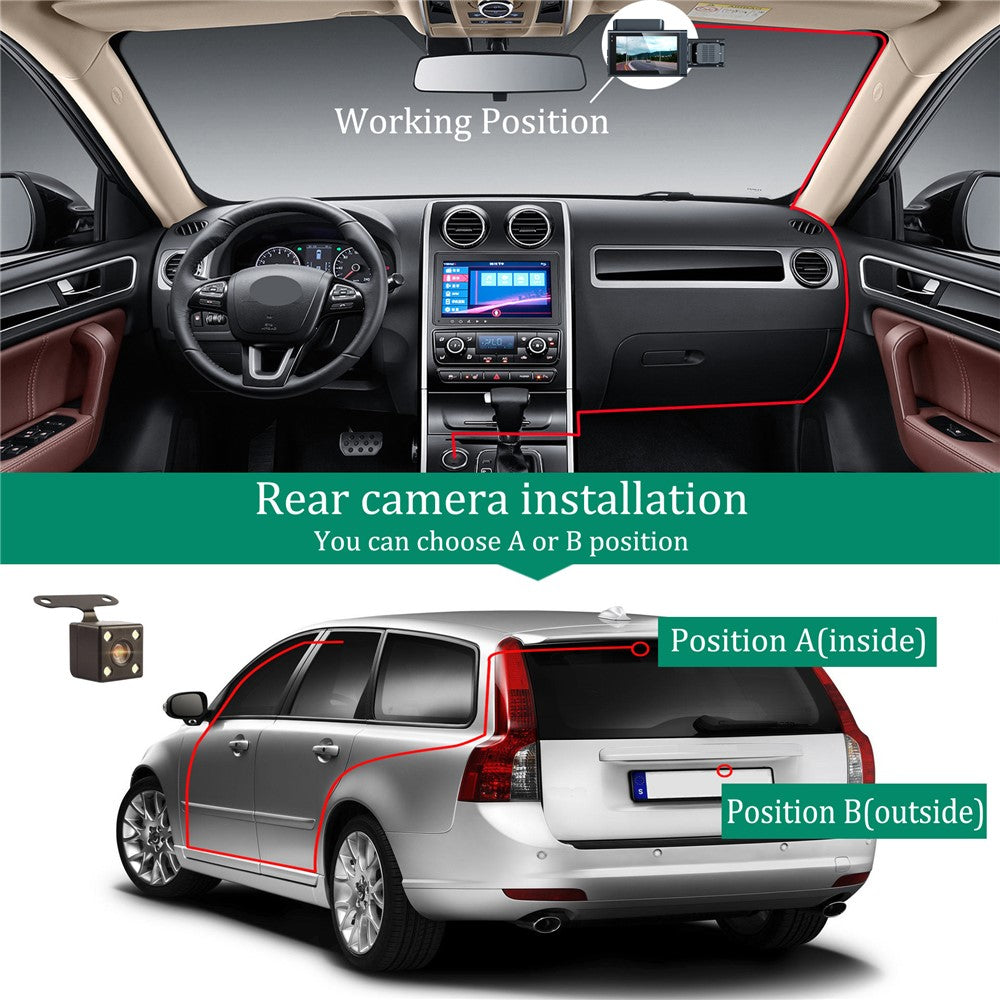 Y18 3 Channel Dash Cam 120 Degree Loop Recording Night Vision Car Driving Recorder
