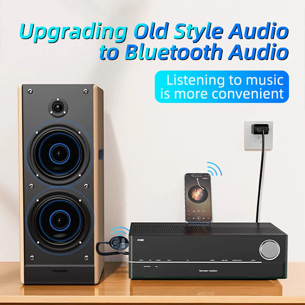 W8 Bilstereo-adapter Bluetooth-kompatibel modtager FM-sender med teleskopkabel