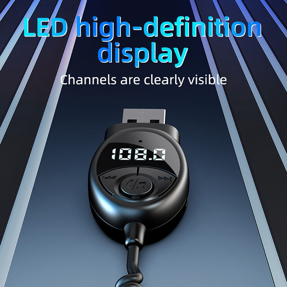 W8 Bilstereo-adapter Bluetooth-kompatibel modtager FM-sender med teleskopkabel