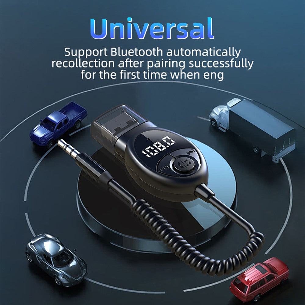 W8 Bilstereo-adapter Bluetooth-kompatibel modtager FM-sender med teleskopkabel