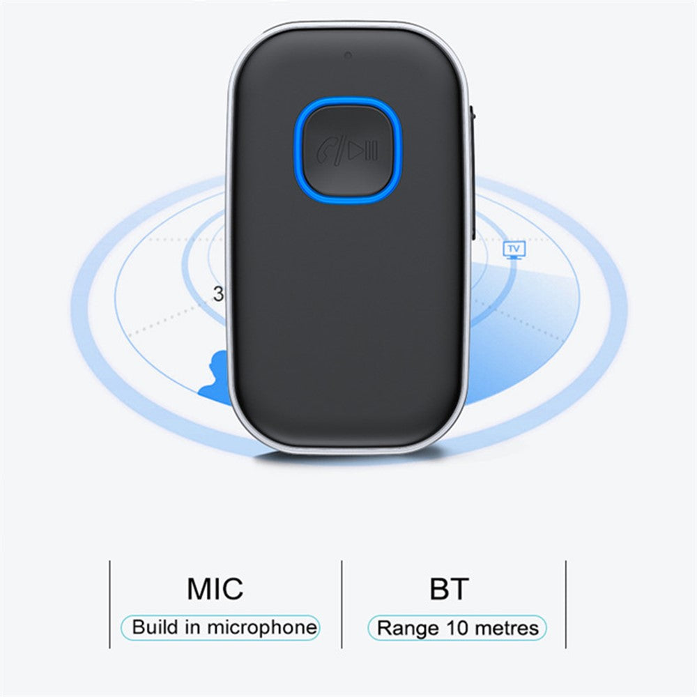 J22 Wireless Car Bluetooth-compatible Adapter Built-in Microphone Hands-free Call Audio Receiver with 3.5mm AUX Port