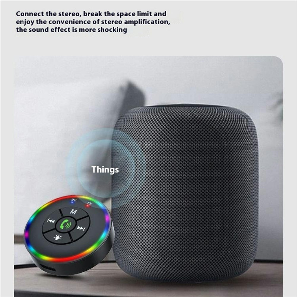 Q10 2-in-1 Bluetooth-compatible 5.3 Wireless Transmitter / Receiver MP3 Player Adapter with Colorful Atmosphere Lamp