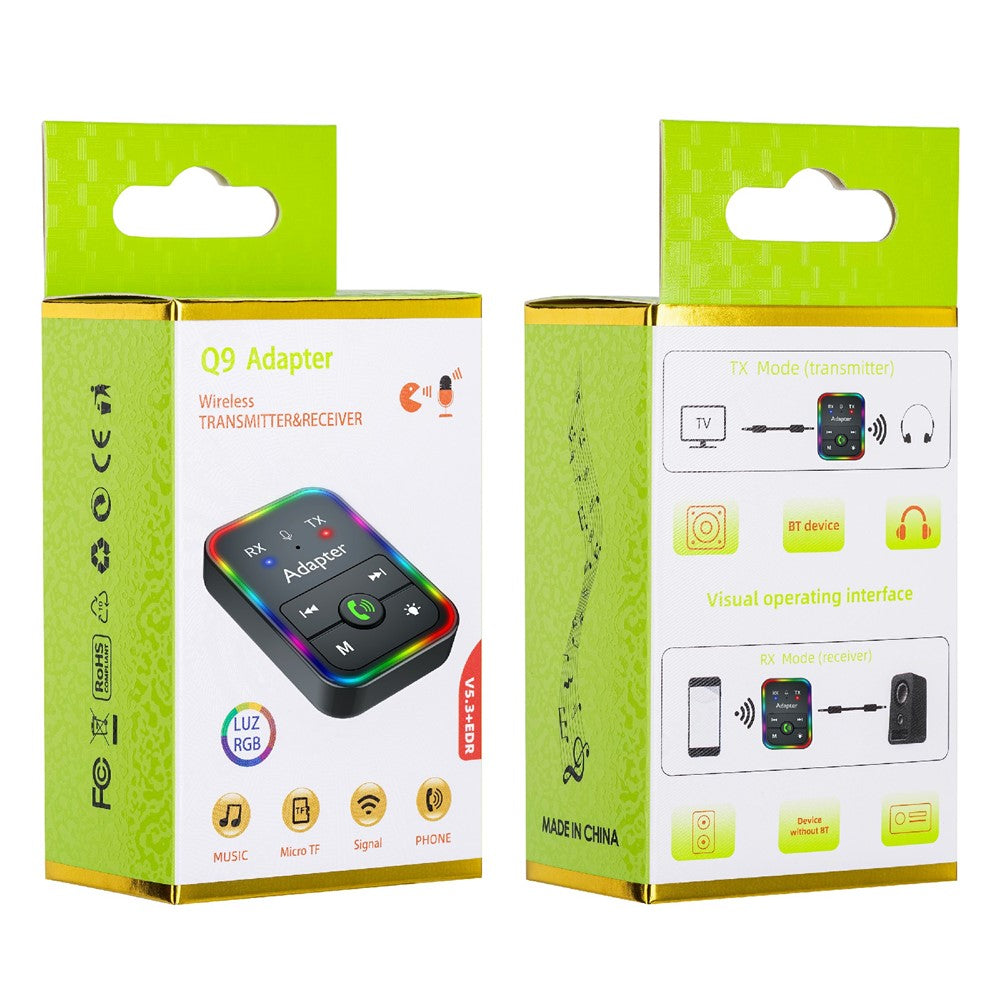 Q9 2-i-1 Bluetooth-kompatibel 5.3 Trådløs Sender / Modtager MP3 Afspiller Adapter Understøtter TF Kort Afspilning