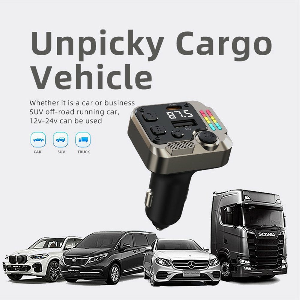 C68 Bluetooth-compatible FM Transmitter Car Adapter PD 30W Dual Port Car Charger Music Player Hands-Free Call