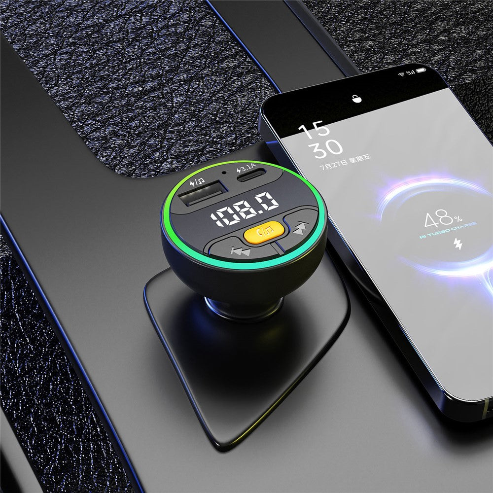 C9 Multifunctional Bluetooth-compatible Car MP3 Player USB Type-C Charger Digital Display FM Transmitter