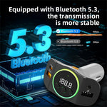 C8 Dual USB Port Car Charger Bluetooth-compatible 5.3 Receiver Hands-Free Calling with AUX Port
