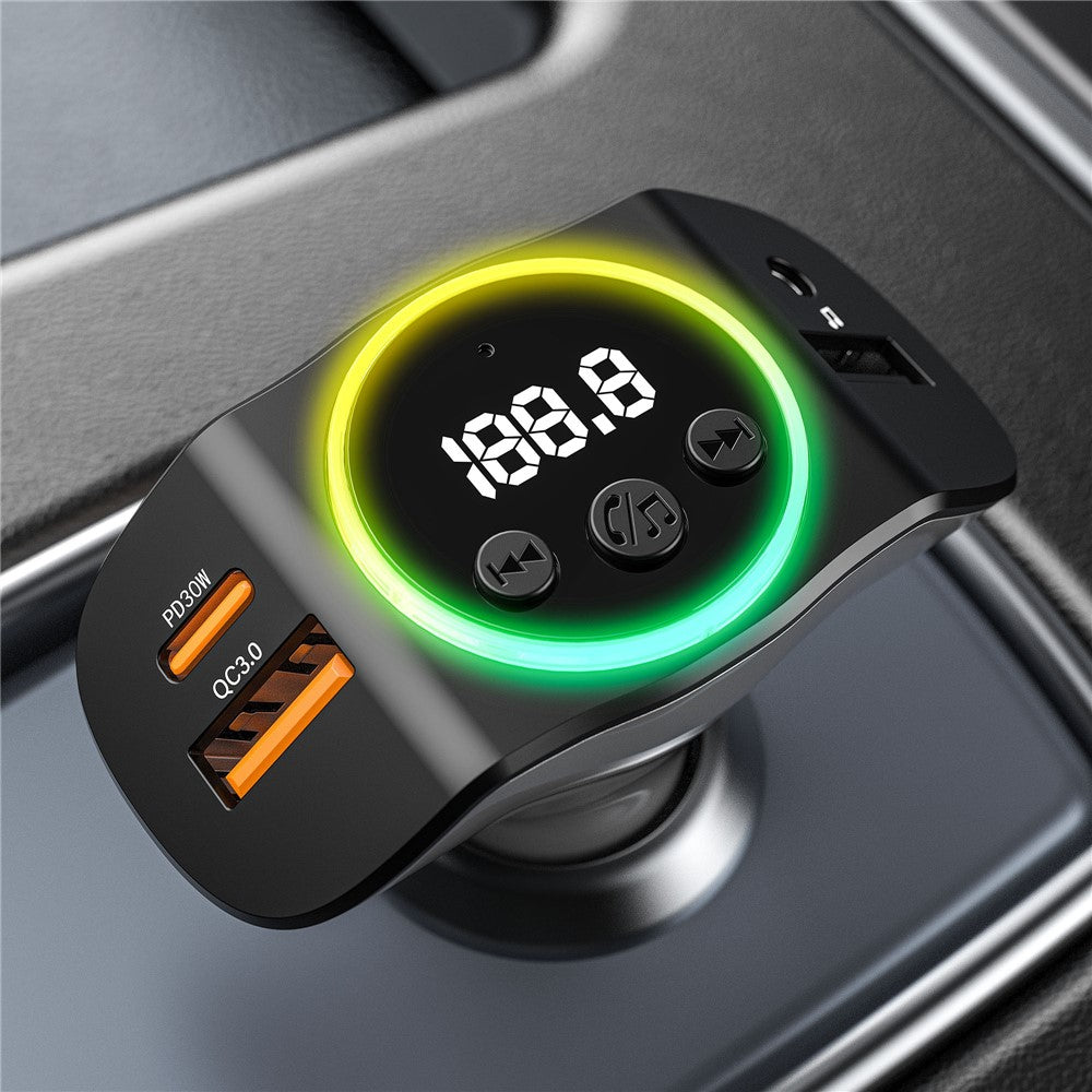 C8 Dual USB Port Car Charger Bluetooth-compatible 5.3 Receiver Hands-Free Calling with AUX Port