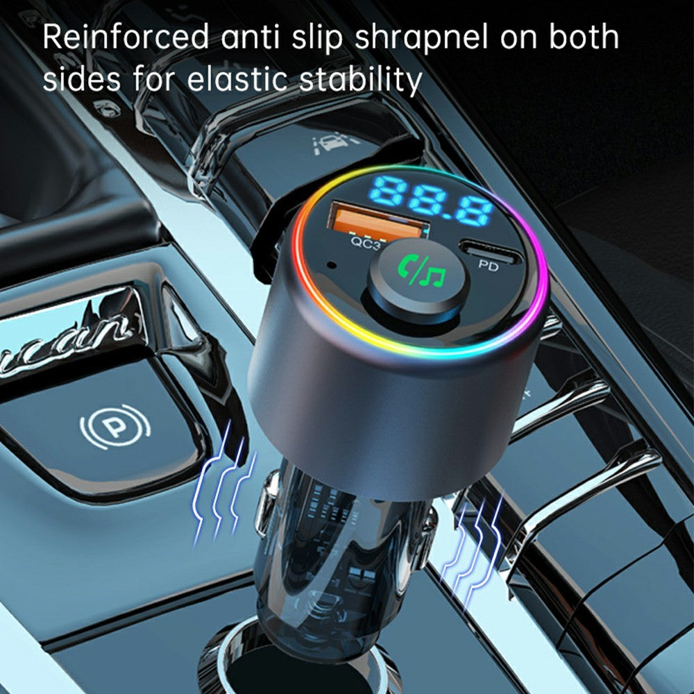BC89 Car Charger 48W Fast Charging Adapter Bluetooth-Compatible MP3 Player FM Transmitter with Ambient Light