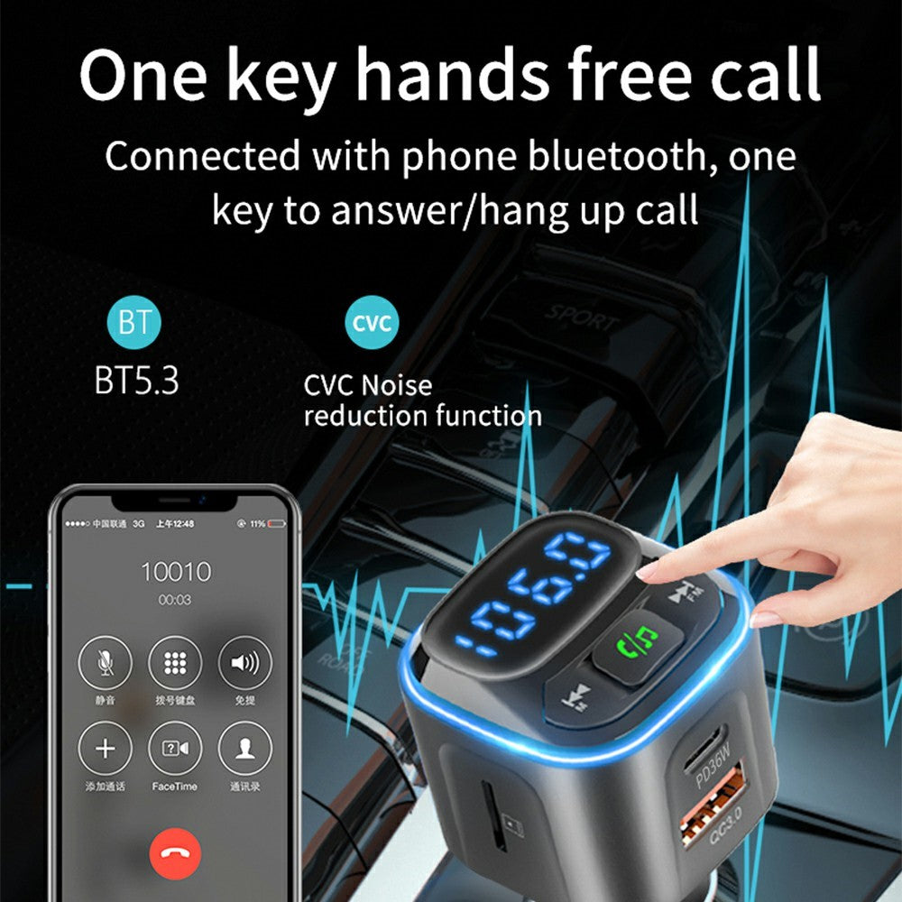 BC80 Car Charger Bluetooth-Compatible MP3 Player Hands-Free Calling Voltage Display Adapter