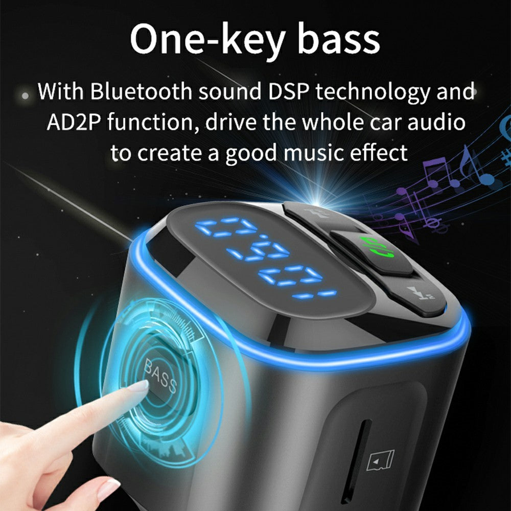 BC80 Car Charger Bluetooth-Compatible MP3 Player Hands-Free Calling Voltage Display Adapter