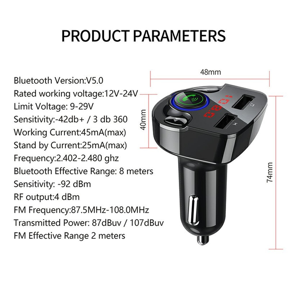 G32 Car Charger Voltage Detection FM Transmitter Bluetooth-Compatible MP3 Player with Voice Navigation