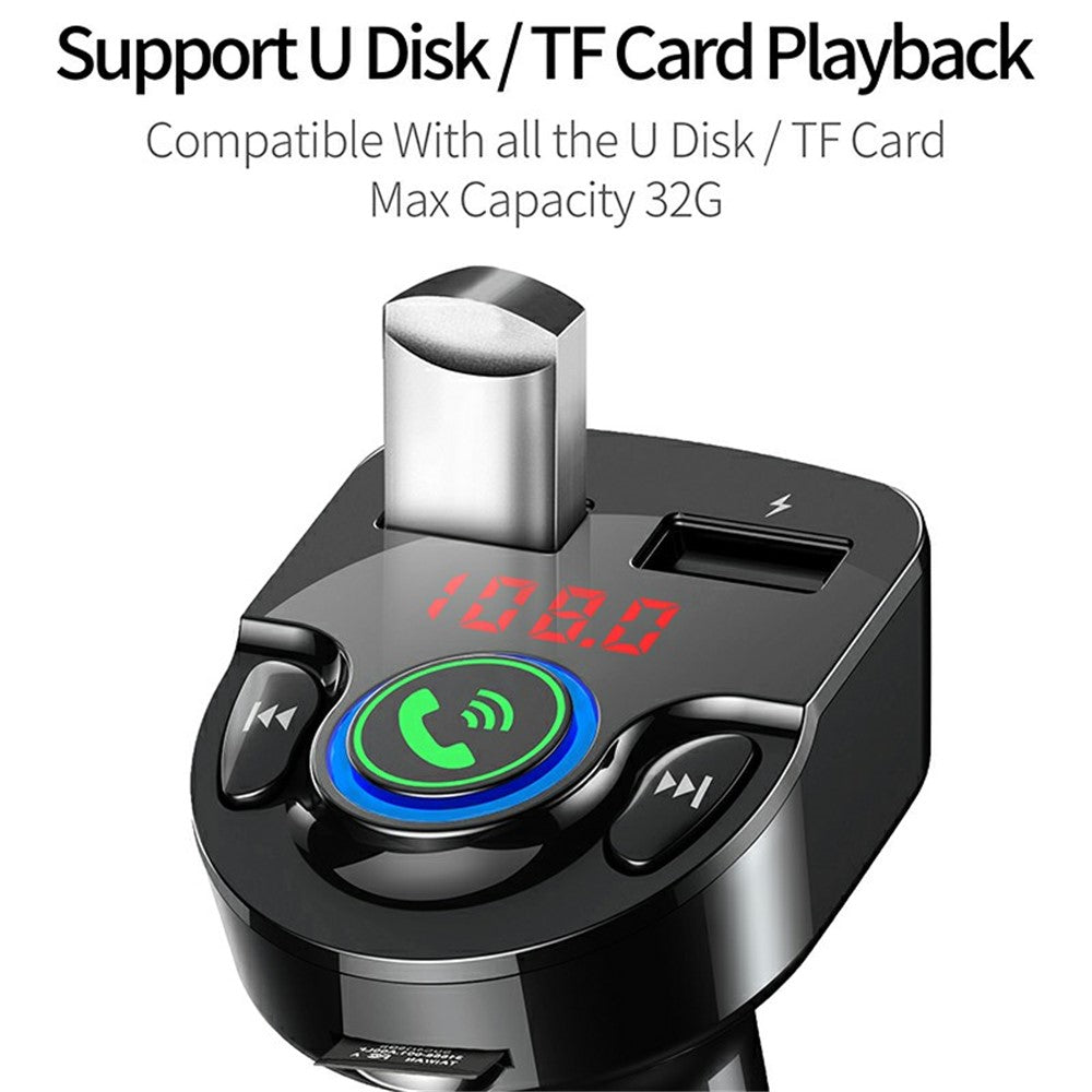 G32 Car Charger Voltage Detection FM Transmitter Bluetooth-Compatible MP3 Player with Voice Navigation