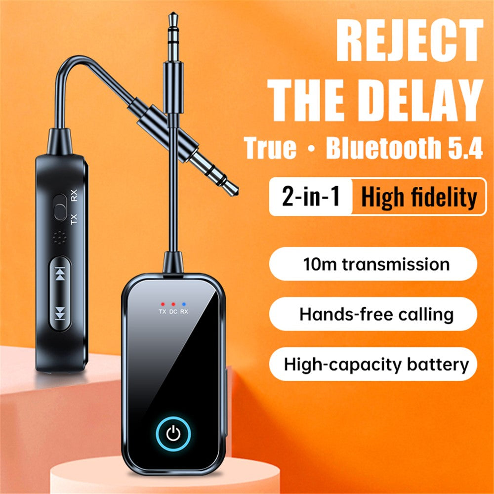 T80 Wireless Audio Transmitter Bluetooth-Compatible 5.4 Receiver / Transmitter 2-in-1 Adapter for Car AUX / TV / Speakers