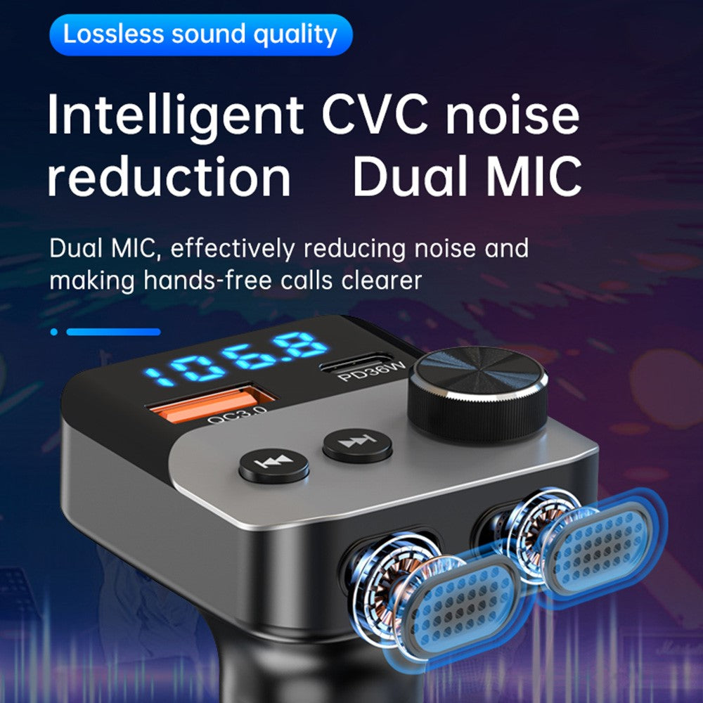 BC98 FM Transmitter Bluetooth-Compatible 5.3 Hands-Free Call Car MP3 Player PD 36W Fast Charging QC3.0 Charger