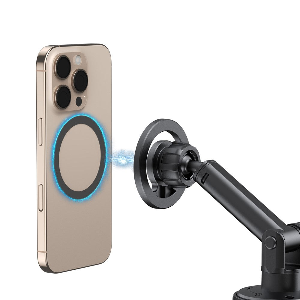 BUDI CM591B Adjustable Magnetic Phone Mount for Car 360 Degree Rotation Suction Cup Base Cellphone Holder