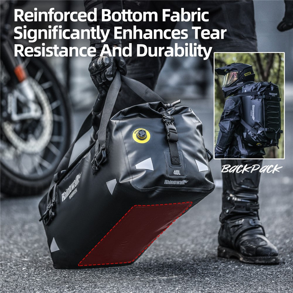 RHINOWALK MYS2401 20L Vandtæt Motorcykel Bagtaske Reflekterende Roll-Top Motorcykeltaske
