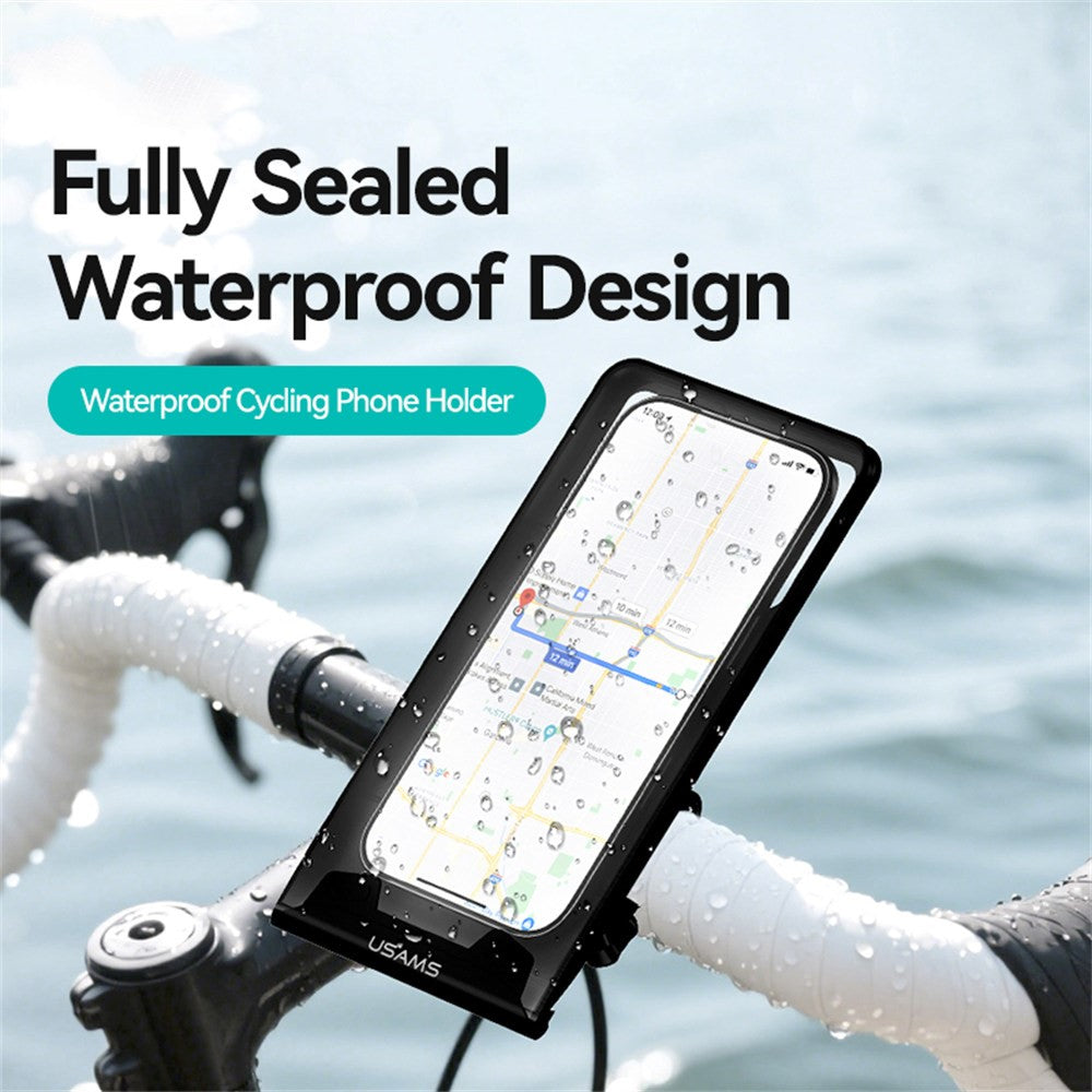 USAMS ZJ083 Waterproof Cycling Phone Holder Bike Handlebar Mount Touch Screen Compatible Phone Pouch