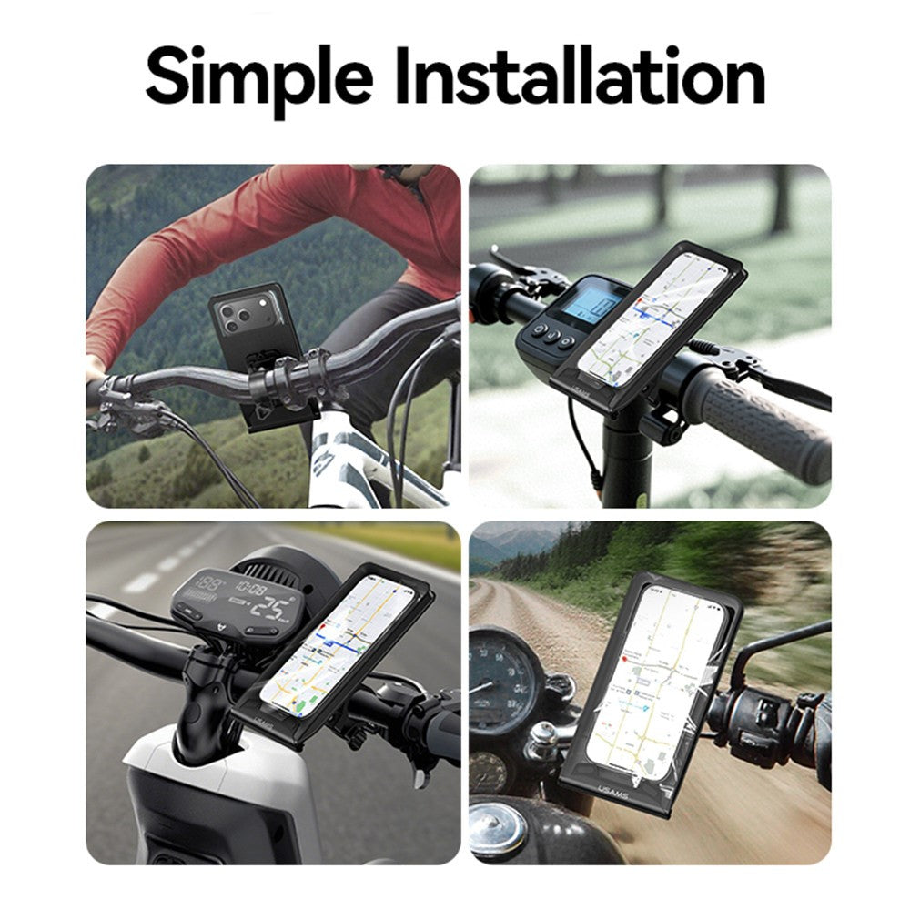 USAMS ZJ083 Waterproof Cycling Phone Holder Bike Handlebar Mount Touch Screen Compatible Phone Pouch