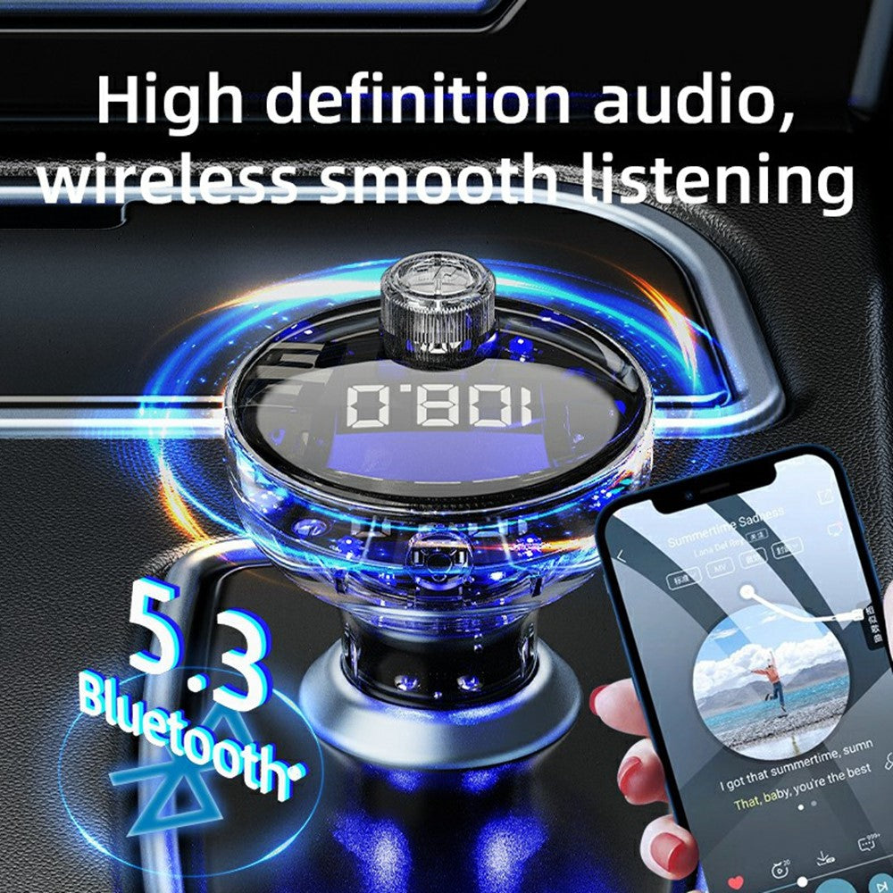 C10 Multifunctional Car MP3 Player Adapter BT Hands-Free FM Transmitter Car Charger with USB / Type-C Ports
