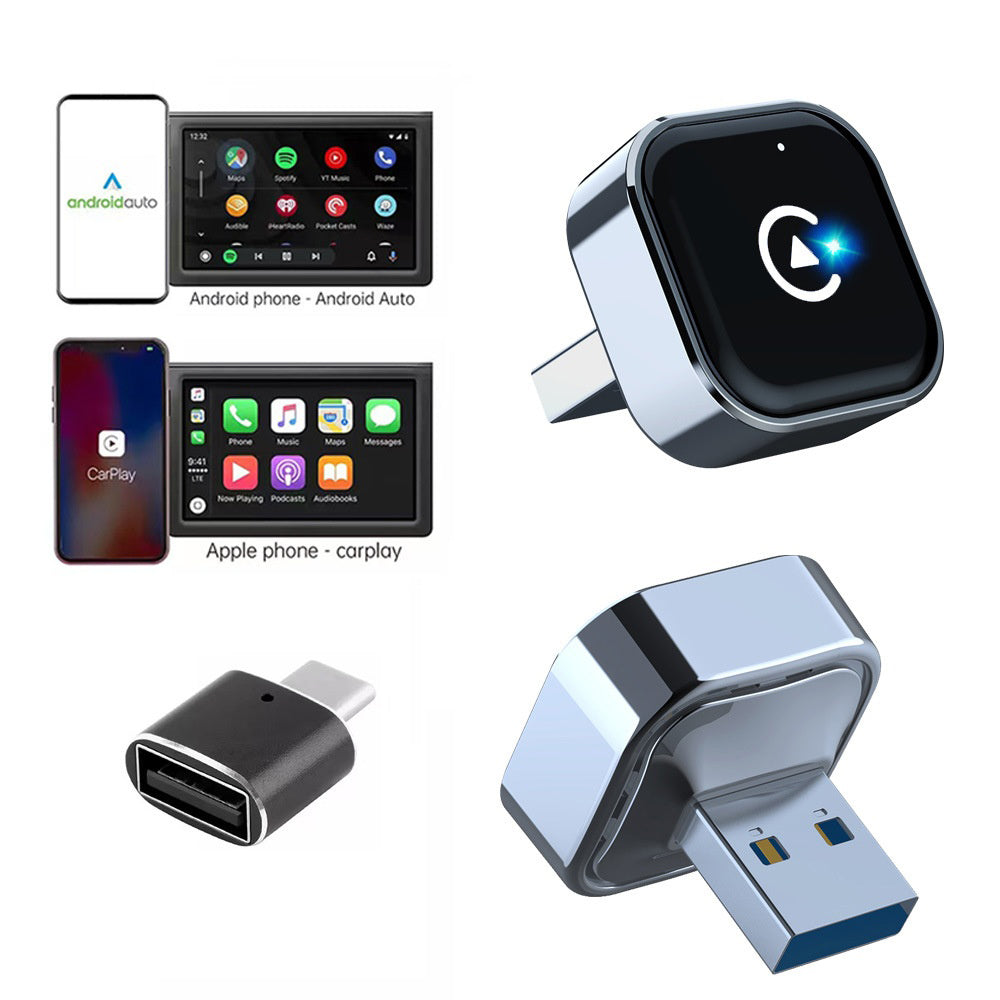 K16C Mini USB Dongle Plug and Play 2 in 1 Wired to Wireless CarPlay Android Auto Adapter
