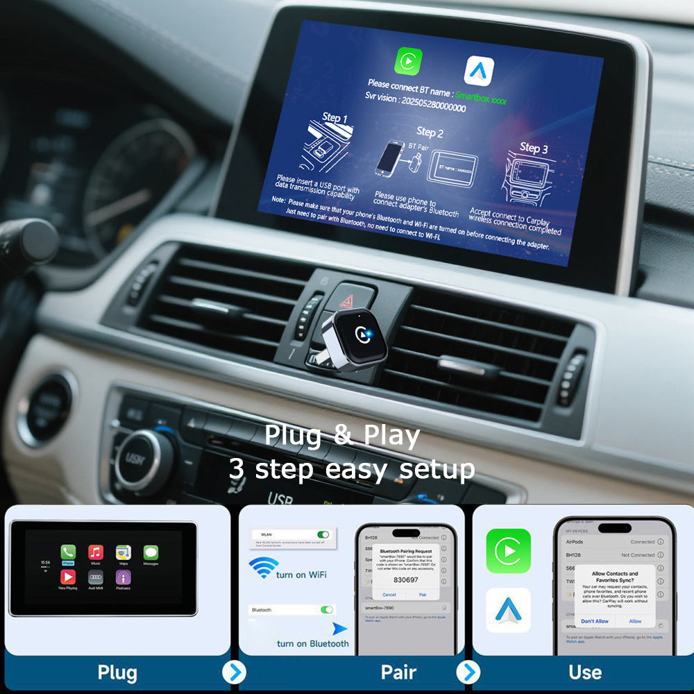 K16C Mini USB Dongle Plug and Play 2 in 1 Wired to Wireless CarPlay Android Auto Adapter