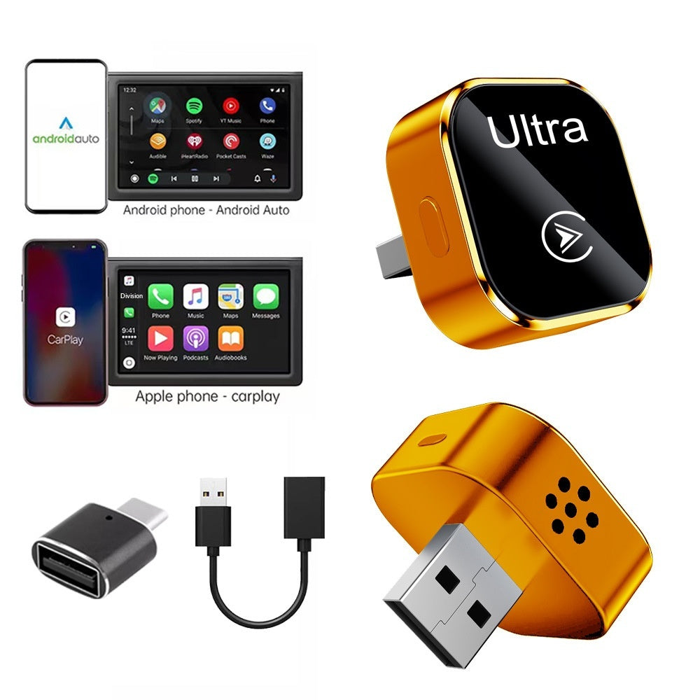 K18 2-i-1 Bluetooth-kompatibel 5.2/WiFi trådløs CarPlay-adapter Android Auto Mini USB-dongle