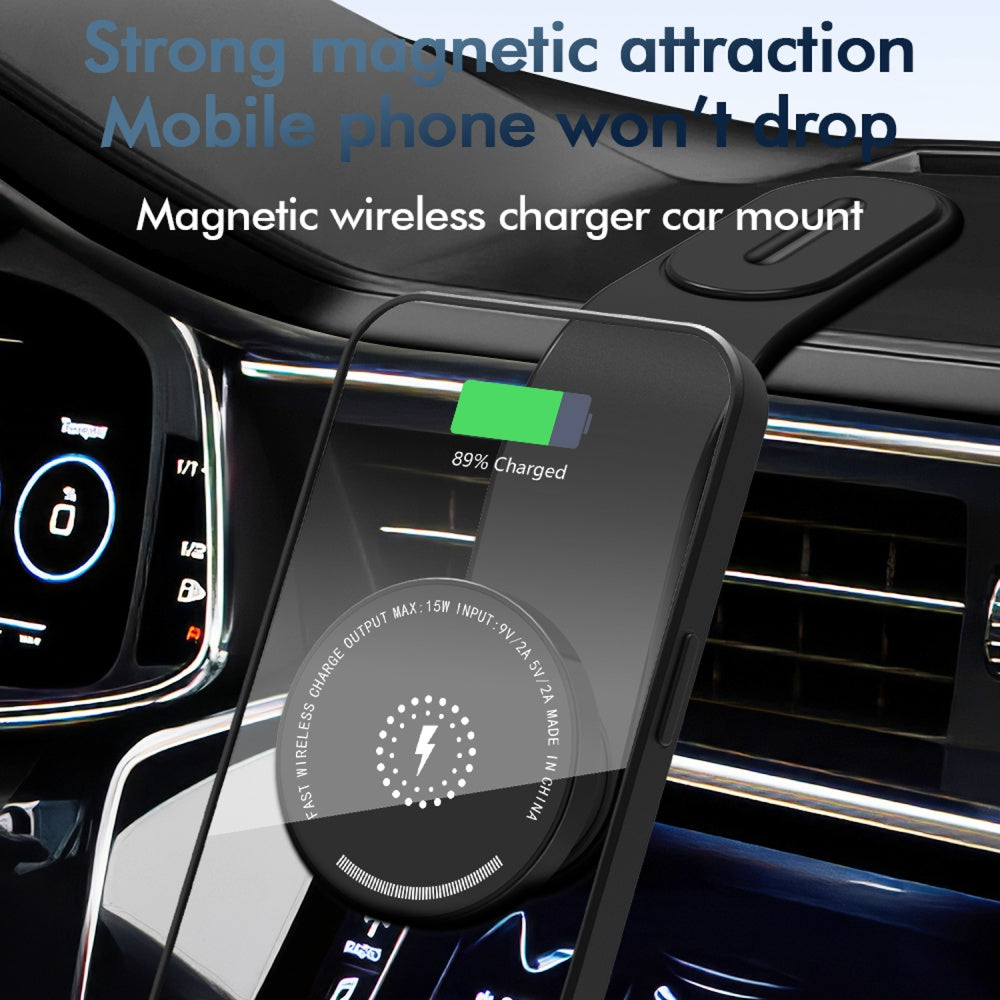 CG3 15W Wireless Charging Magnetic Phone Holder Aluminum Alloy Bendable Arm Car Cellphone Mount