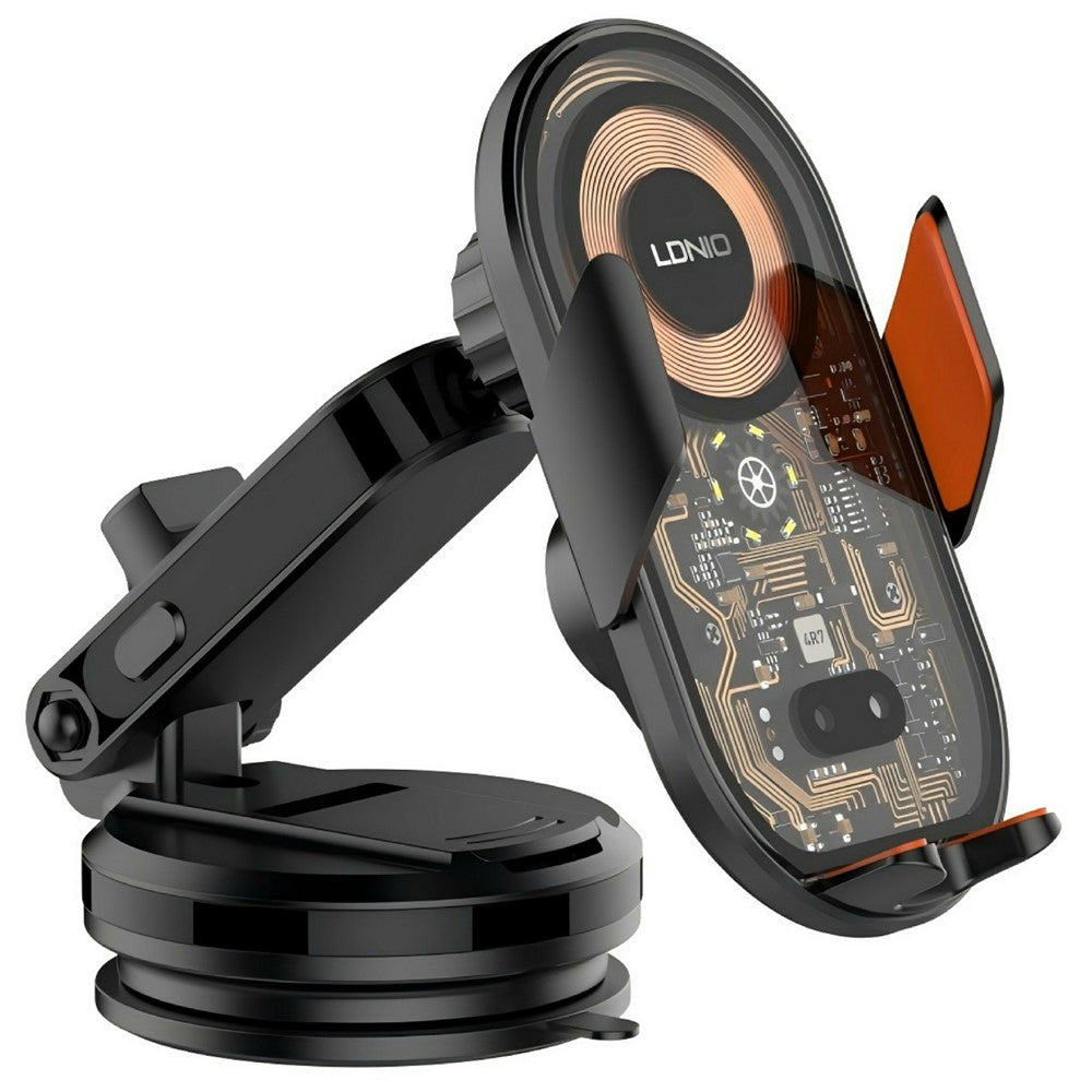 LDNIO MA30-1 15W Wireless Charging Stand Car Mount Infrared Sensor Automatic Phone Holder with Suction Cup Base for Dashboard Windshield