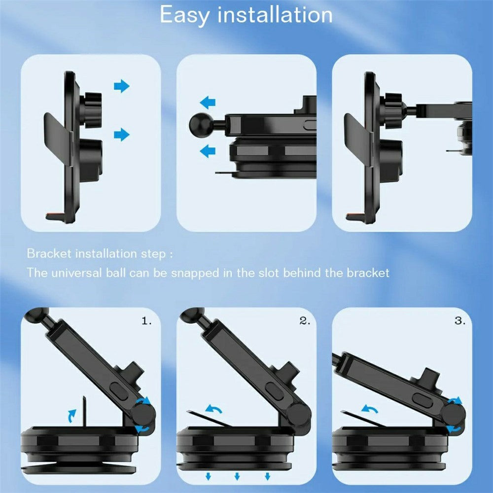 LDNIO MA30-1 15W Wireless Charging Stand Car Mount Infrared Sensor Automatic Phone Holder with Suction Cup Base for Dashboard Windshield
