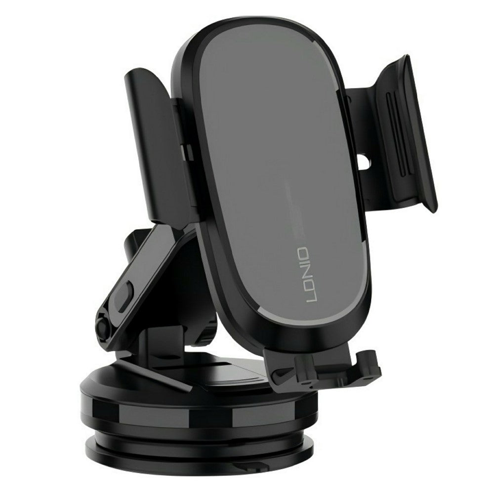 LDNIO MW21-1 15W Wireless Charging Car Mount Automatic Electric Clamping Auto-Grip Phone Holder with Suction Cup Base