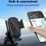 LDNIO MW21-1 15W Wireless Charging Car Mount Automatic Electric Clamping Auto-Grip Phone Holder with Suction Cup Base