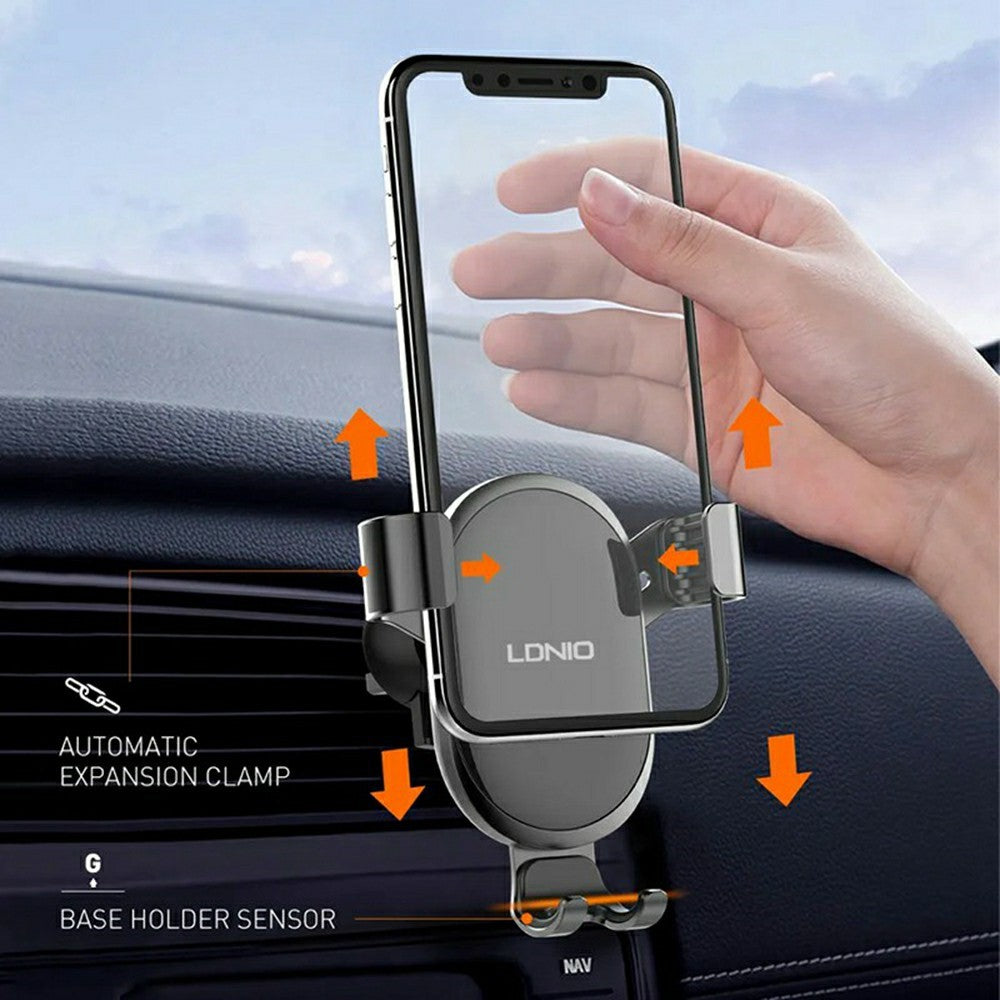 LDNIO MG01 Gravity Car Phone Holder 360 Degree Rotation Auto Lock Air Vent Mount for 4.7-7 Inch Smartphones