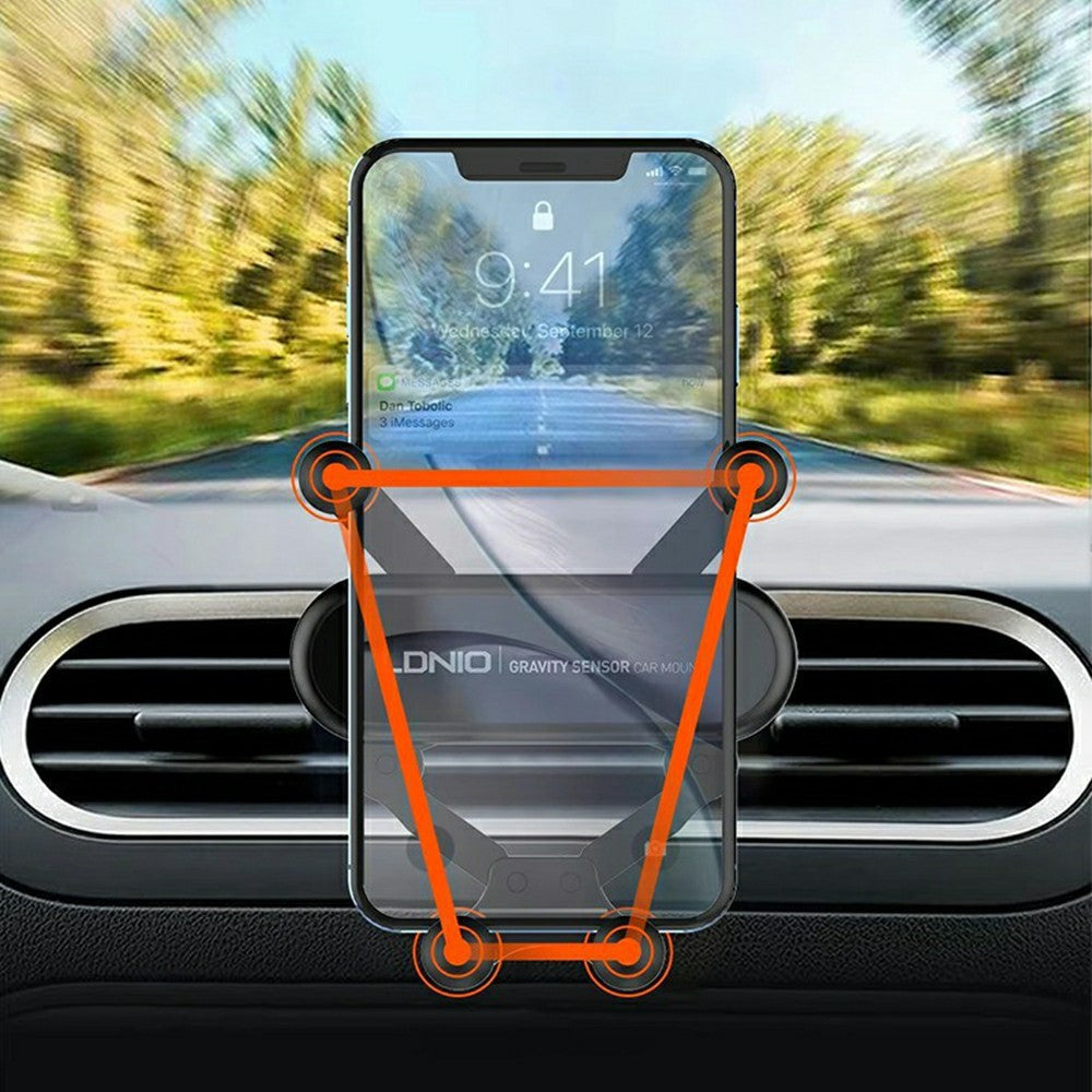 LDNIO MG03 Four-Point Gravity Sensing Car Phone Holder 360 Degree Rotation Air Vent Mount for 4.7-7 Inch Smartphones