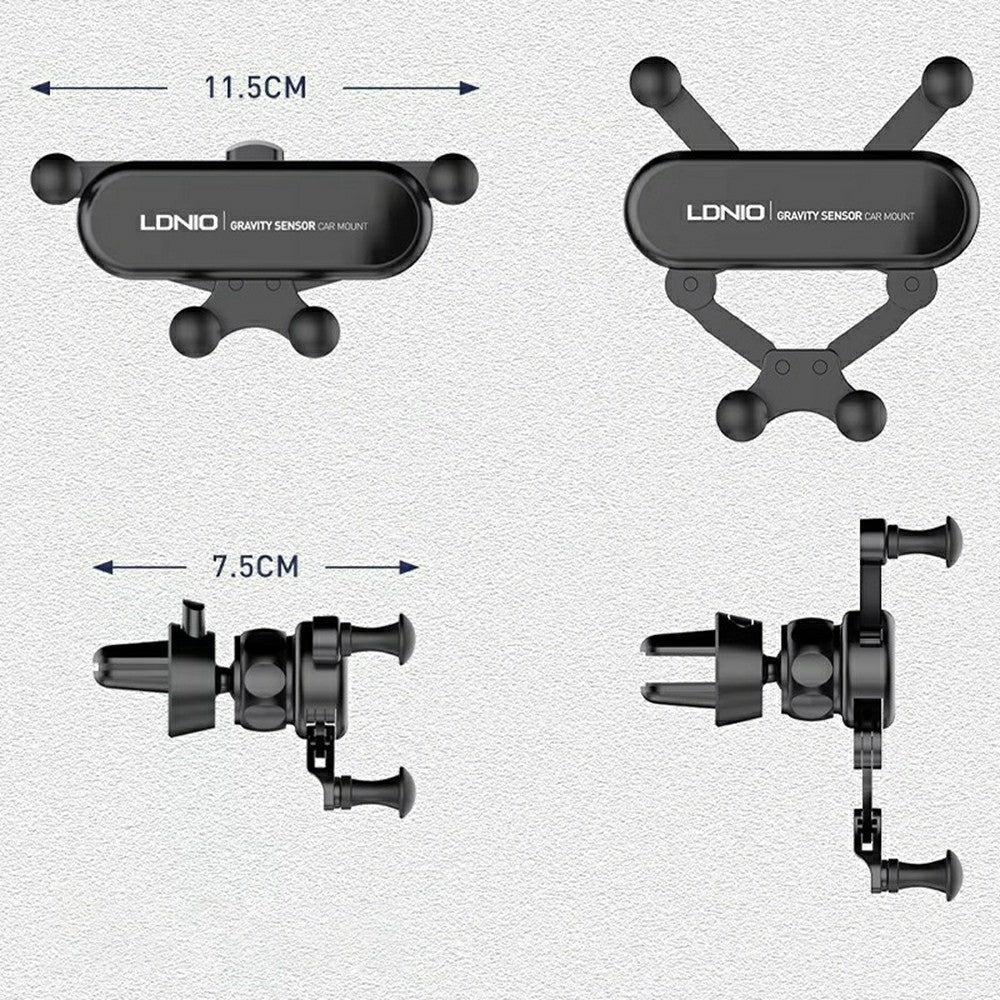 LDNIO MG03 Four-Point Gravity Sensing Car Phone Holder 360 Degree Rotation Air Vent Mount for 4.7-7 Inch Smartphones