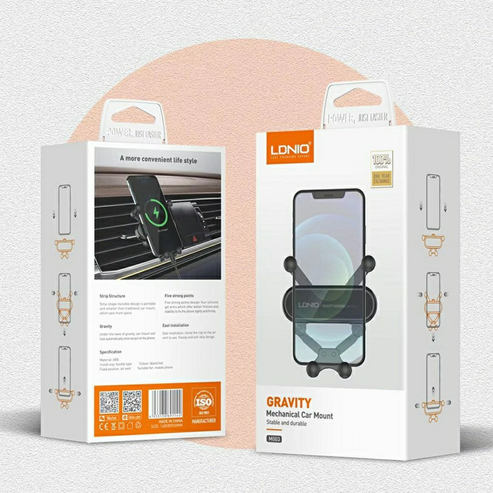 LDNIO MG03 Four-Point Gravity Sensing Car Phone Holder 360 Degree Rotation Air Vent Mount for 4.7-7 Inch Smartphones
