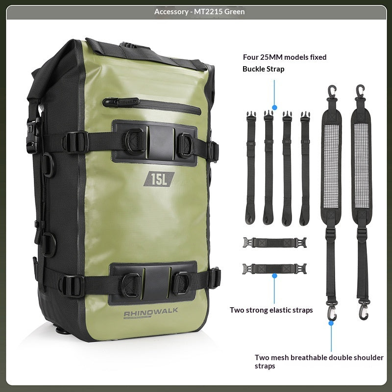 RHINOWALK MT2215 15L Motorcycle Tail Bag Waterproof Rear Seat Cargo Rack Bag for Touring Adventure
