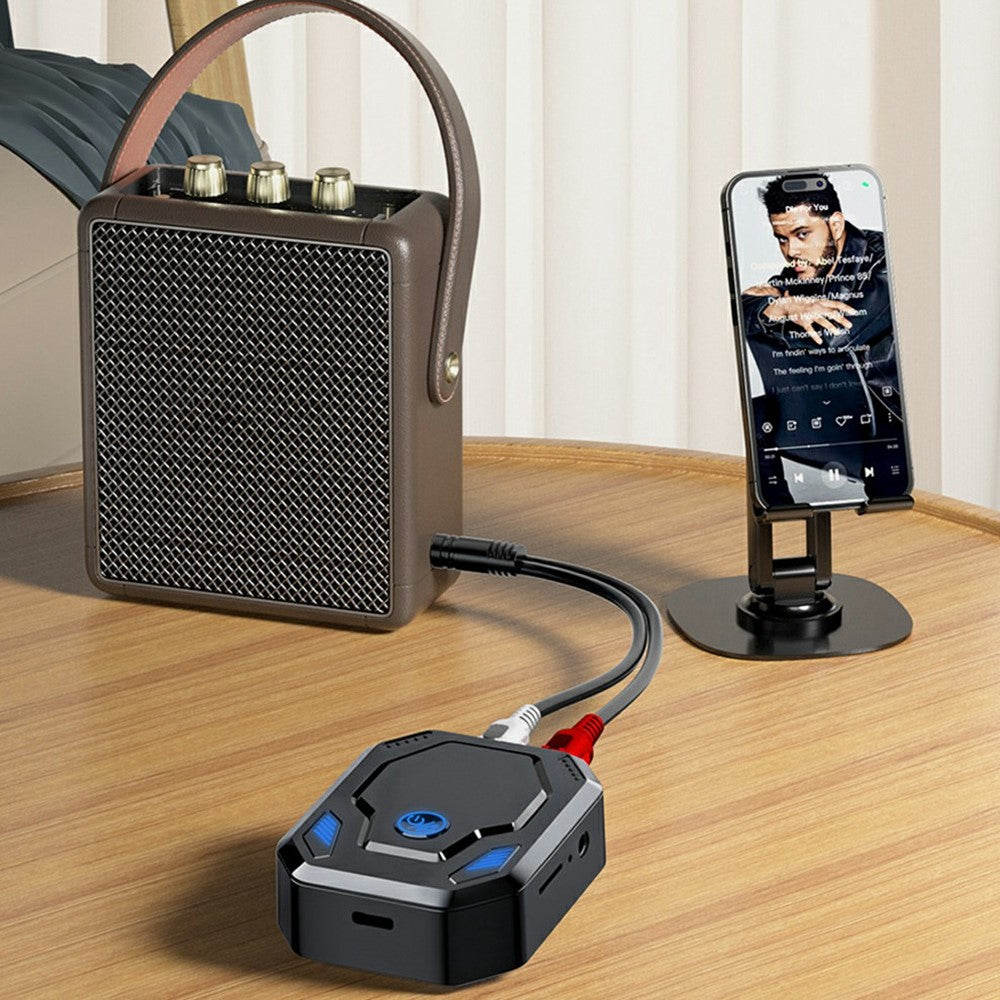 W25 Bluetooth-compatible 5.4 Audio Transceiver with AUX + RCA Dual Port & TF Card Slot Car Audio Adapter for Speakers