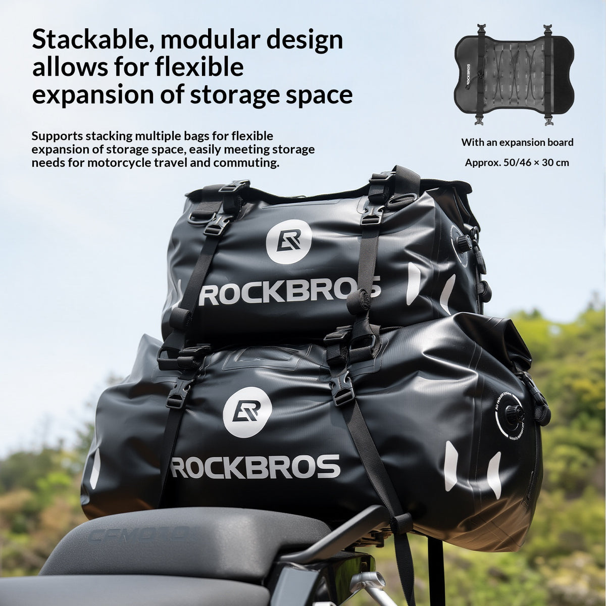 ROCKBROS 30140128 40L Motorcycle Rear Seat Bag Helmet Storage Waterproof Tail Bag