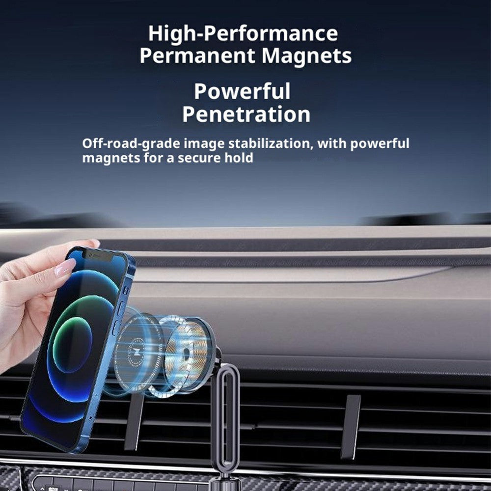 Magnetic Wireless Charging Car Phone Mount with Expandable Cup Holder Tray