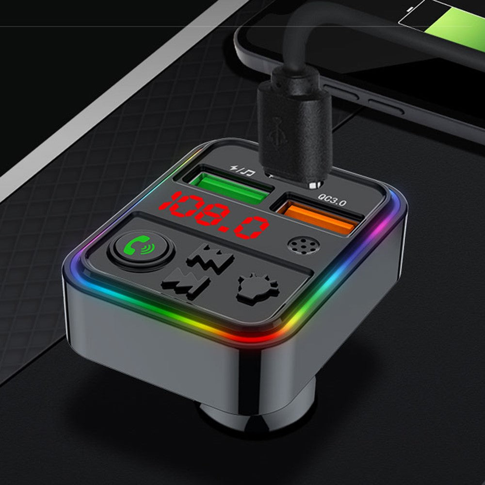 PDF18 PD 25W+QC3.0 Car Charger Bluetooth-compatible MP3 Player Car Charger Adapter Support Hands-Free Calls U-Disk Lossless Sound Quality