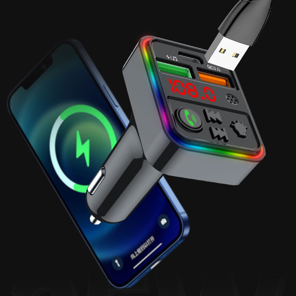 PDF18 PD 25W+QC3.0 Car Charger Bluetooth-compatible MP3 Player Car Charger Adapter Support Hands-Free Calls U-Disk Lossless Sound Quality