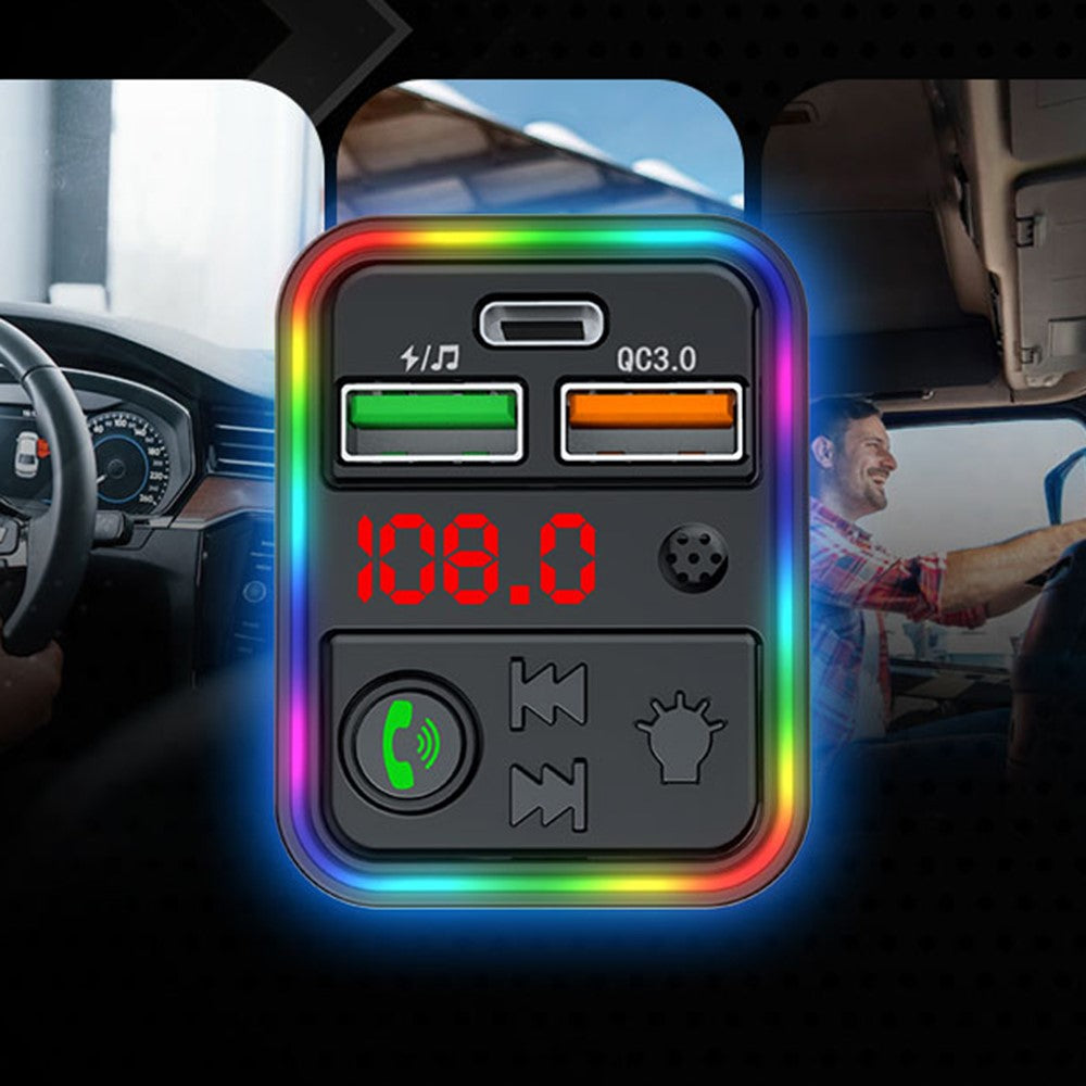 PDF18 PD 25W+QC3.0 Car Charger Bluetooth-compatible MP3 Player Car Charger Adapter Support Hands-Free Calls U-Disk Lossless Sound Quality