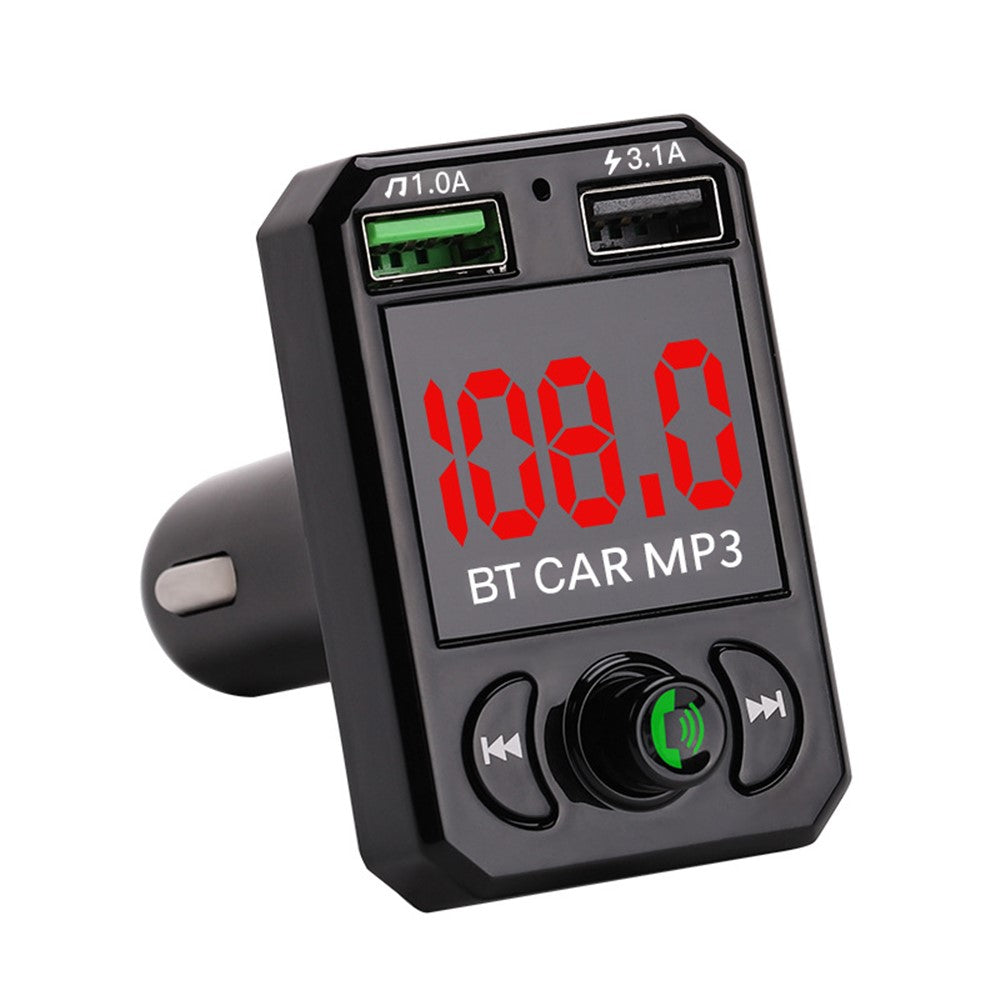 A6 BT FM Transmitter Car Charger with 2 USB Ports Car MP3 Player Supports U Disk, TF Card, Bluetooth-compatible Hands-Free Calling