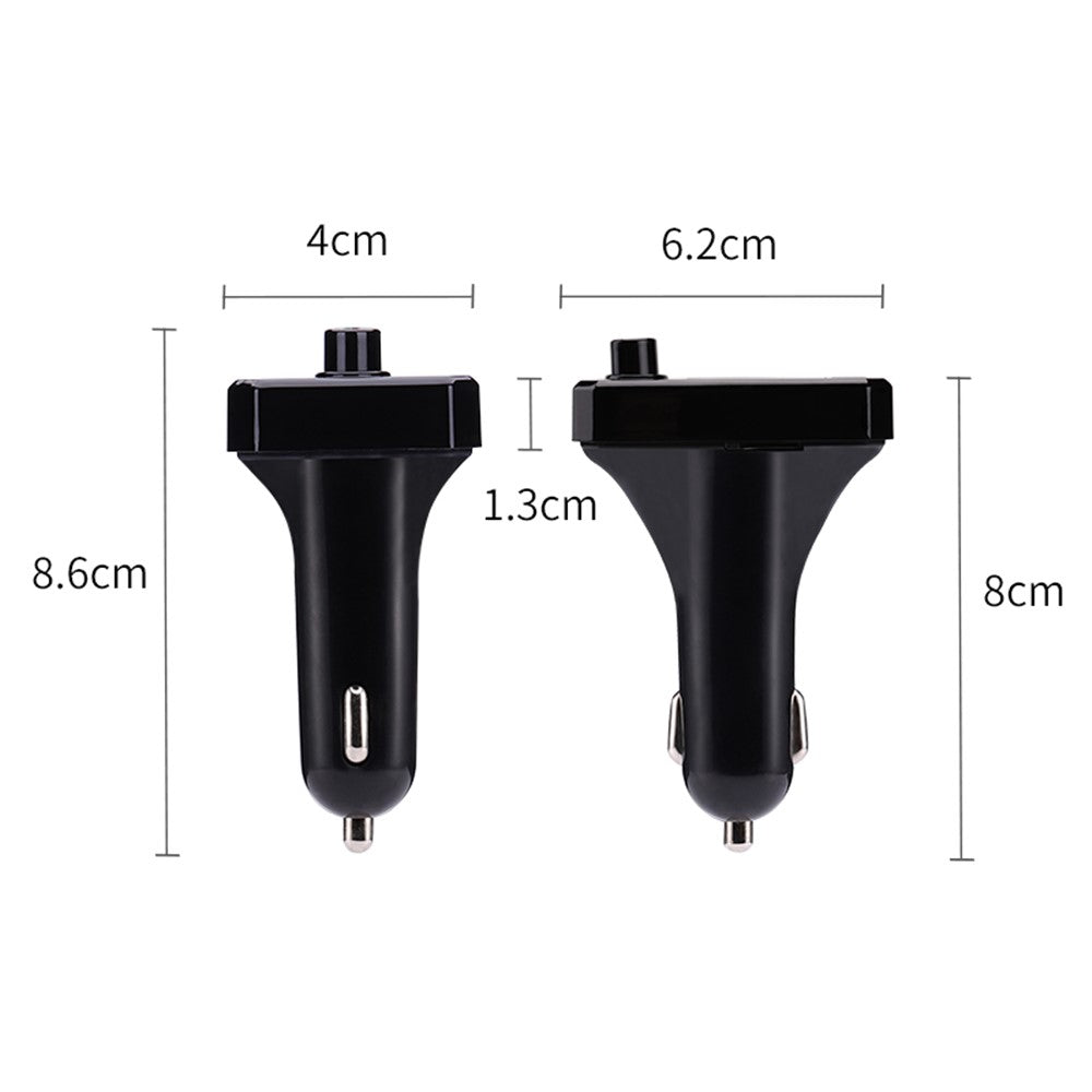 A6 BT FM Transmitter Car Charger with 2 USB Ports Car MP3 Player Supports U Disk, TF Card, Bluetooth-compatible Hands-Free Calling